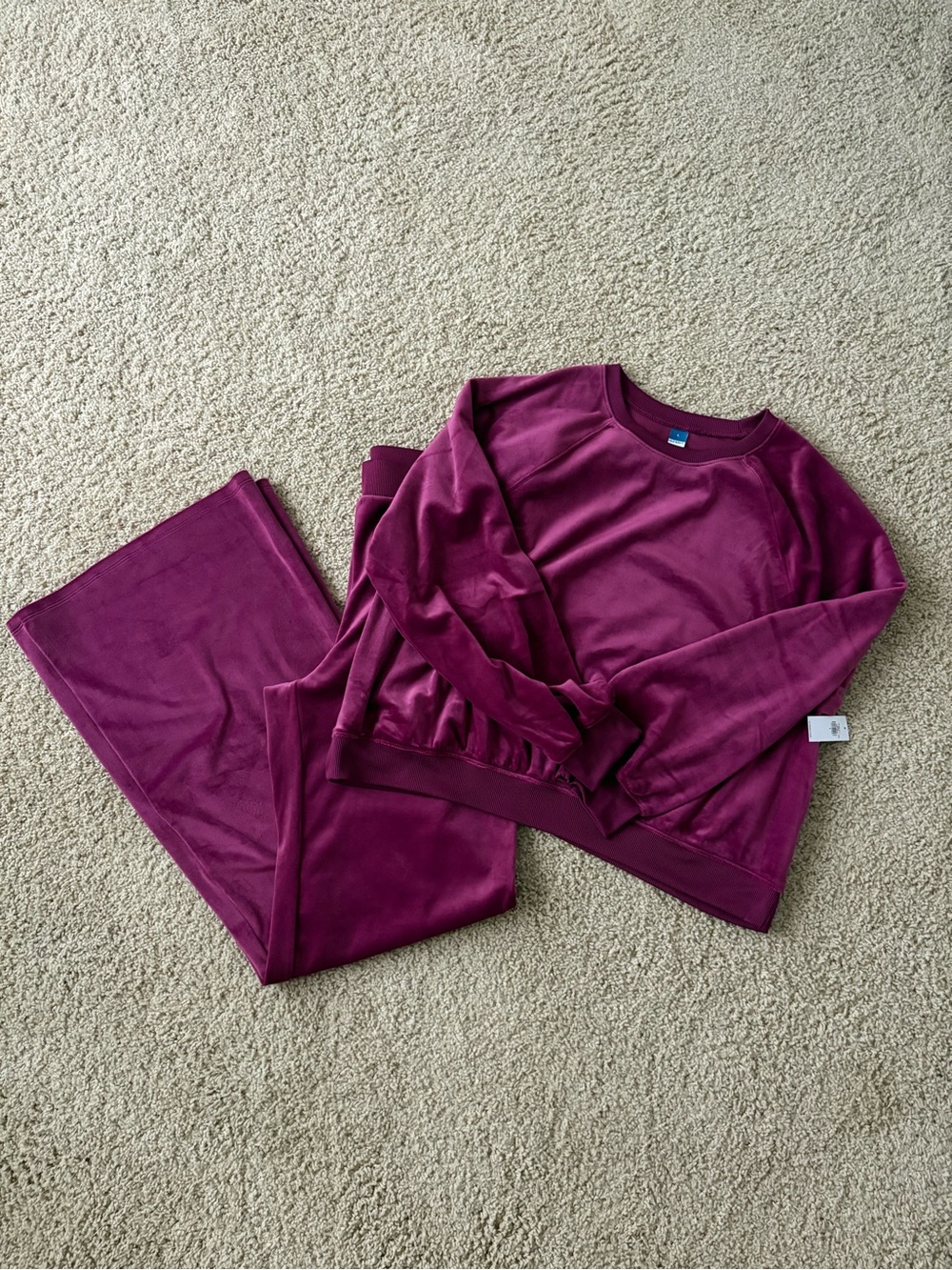 Old Navy Velvet Boot Cut Lounge Set - Plum